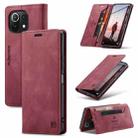 For Xiaomi Mi 11 Lite AutSpace A01 Skin-feel Crazy Horse Leather Phone Case(Wine Red) - 1