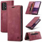 For Samsung Galaxy A53 AutSpace A01 Retro Skin-feel Crazy Horse RFID Leather Phone Case(Wine Red) - 1