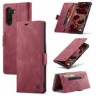 For Samsung Galaxy Note10 AutSpace A01 Retro Skin-feel Crazy Horse RFID Leather Phone Case(Wine Red) - 1