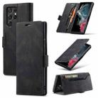 For Samsung Galaxy S22 Ultra 5G AutSpace A01 Retro Skin-feel Crazy Horse RFID Leather Phone Case(Black) - 1