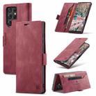 For Samsung Galaxy S22 Ultra 5G AutSpace A01 Retro Skin-feel Crazy Horse RFID Leather Phone Case(Wine Red) - 1