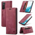 For Samsung Galaxy S22+ 5G AutSpace A01 Retro Skin-feel Crazy Horse RFID Leather Phone Case(Wine Red) - 1