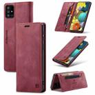 For Samsung Galaxy A51 5G AutSpace A01 Retro Skin-feel Crazy Horse RFID Leather Phone Case(Wine Red) - 1