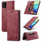 For Samsung Galaxy A71 5G AutSpace A01 Retro Skin-feel Crazy Horse RFID Leather Phone Case(Wine Red) - 1