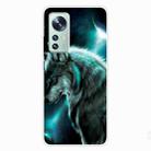For Xiaomi 12 / 12X 5G Shockproof Painted Transparent TPU Protective Case(Moonlight Wolf) - 1