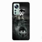 For Xiaomi 12 / 12X 5G Shockproof Painted Transparent TPU Protective Case(Reflected Wolf) - 1