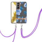 For Samsung Galaxy S22 5G Flowers Series TPU Phone Case with Lanyard(Blue Peony) - 1