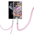 For Samsung Galaxy S22 Ultra 5G Flowers Series TPU Phone Case with Lanyard(Purple Peony) - 1