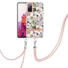 For Samsung Galaxy S20 FE 5G / 4G Flowers Series TPU Phone Case with Lanyard(Green Gardenia) - 1
