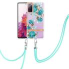 For Samsung Galaxy S20 FE 5G / 4G Flowers Series TPU Phone Case with Lanyard(Blue Rose) - 1