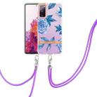 For Samsung Galaxy S20 FE 5G / 4G Flowers Series TPU Phone Case with Lanyard(Blue Peony) - 1