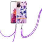 For Samsung Galaxy S20 FE 5G / 4G Flowers Series TPU Phone Case with Lanyard(Purple Begonia) - 1