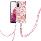 For Samsung Galaxy S20 FE 5G / 4G Flowers Series TPU Phone Case with Lanyard(Pink Gardenia) - 1