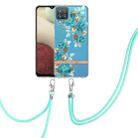 For Samsung Galaxy A12 Flowers Series TPU Phone Case with Lanyard(Blue Rose) - 1