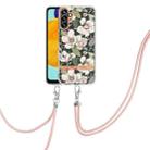 For Samsung Galaxy A13 5G Flowers Series TPU Phone Case with Lanyard(Green Gardenia) - 1
