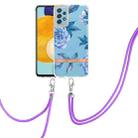 For Samsung Galaxy A52 5G / 4G Flowers Series TPU Phone Case with Lanyard(Blue Peony) - 1