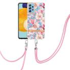 For Samsung Galaxy A52 5G / 4G Flowers Series TPU Phone Case with Lanyard(Pink Gardenia) - 1