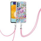 For Samsung Galaxy A52 5G / 4G Flowers Series TPU Phone Case with Lanyard(Purple Peony) - 1
