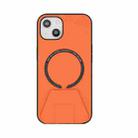 Holder PU+TPU Magsafe Case For iPhone 13 Pro(Orange) - 1