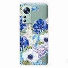 For Xiaomi 12 Pro Painted Shockproof TPU Protective Phone Case(Blue White Rose) - 1