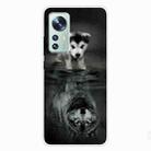 For Xiaomi 12 Pro Painted Transparent Shockproof TPU Protective Phone Case(Reflected Wolf) - 1