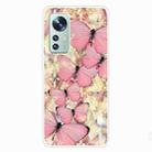 For Xiaomi 12 Pro Painted Transparent Shockproof TPU Protective Phone Case(Pink Butterfly) - 1