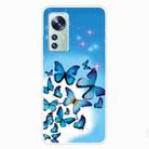 For Xiaomi 12 Pro Painted Transparent Shockproof TPU Protective Phone Case(Blue Butterfly) - 1