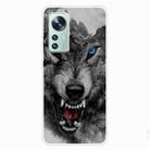 For Xiaomi 12 Pro Painted Transparent Shockproof TPU Protective Phone Case(Mountain Wolf) - 1