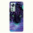 For Xiaomi 12 Pro Painted Transparent Shockproof TPU Protective Phone Case(Purple Tiger) - 1