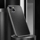 For iPhone 13 Metal Frame Carbon Fiber Phone Case(Black) - 1