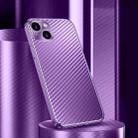 Metal Frame Carbon Fiber Phone Case For iPhone 13(Purple) - 1