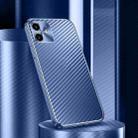 For iPhone 11 Metal Frame Carbon Fiber Phone Case (Blue) - 1