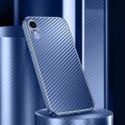 For iPhone XR Metal Frame Carbon Fiber Phone Case(Blue) - 1