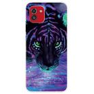 For Samsung Galaxy A03 International Version Shockproof Painted Transparent TPU Protective Phone Case(Purple Tiger) - 1
