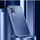 For vivo iQOO 8 Metal Frame Carbon Fiber Phone Case(Blue) - 1