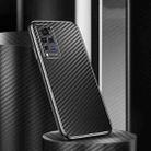 For vivo X60 Pro Metal Frame Carbon Fiber Phone Case(Black) - 1