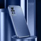 For vivo X60 Pro Metal Frame Carbon Fiber Phone Case(Blue) - 1