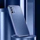 For OPPO Reno4 Pro Metal Frame Carbon Fiber Phone Case(Blue) - 1