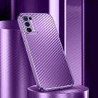 For OPPO Reno5 5G Metal Frame Carbon Fiber Phone Case(Purple) - 1