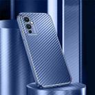 For OnePlus 9 Metal Frame Carbon Fiber Phone Case(Blue) - 1