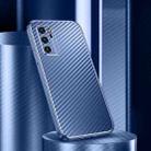 For Huawei P40 Metal Frame Carbon Fiber Phone Case(Blue) - 1