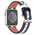 Color Matching Leather Watch Band For Apple Watch Ultra 49mm / Series 8&7 45mm / SE 2&6&SE&5&4 44mm / 3&2&1 42mm(Black White) - 1