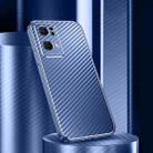 For OPPO Reno7 Pro 5G Metal Frame Carbon Fiber Phone Case(Blue) - 1