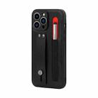 For iPhone 13 Pro Max Leather Belt Shockproof Protective Phone Case with Touch Screen Pen & Holder (Black) - 1