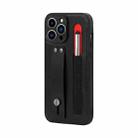 For iPhone 13 Pro Leather Belt Shockproof Protective Phone Case with Touch Screen Pen & Holder (Black) - 1