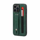 For iPhone 13 Pro Leather Belt Shockproof Protective Phone Case with Touch Screen Pen & Holder (Green) - 1