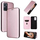 For OPPO Realme 9i / A36 Carbon Fiber Texture Horizontal Flip PU Phone Case(Pink) - 1