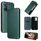 For OPPO Realme 9i / A36 Carbon Fiber Texture Horizontal Flip PU Phone Case(Green) - 1