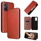 For OPPO Realme 9i / A36 Carbon Fiber Texture Horizontal Flip PU Phone Case(Brown) - 1