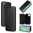 For Blackview A55 Carbon Fiber Texture Horizontal Flip PU Phone Case(Black) - 1